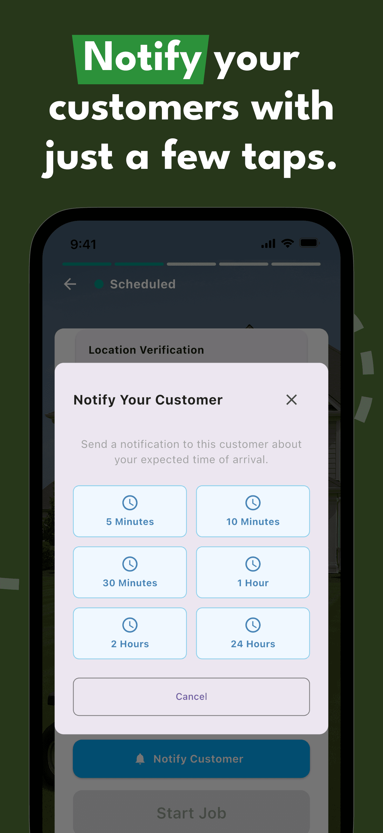 Notify customers in a tap